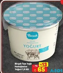 BİRŞAH TAM YAĞLI HOMEJENİZE YOĞURT 1,5 KG fiyat ve kampanya bilgisi